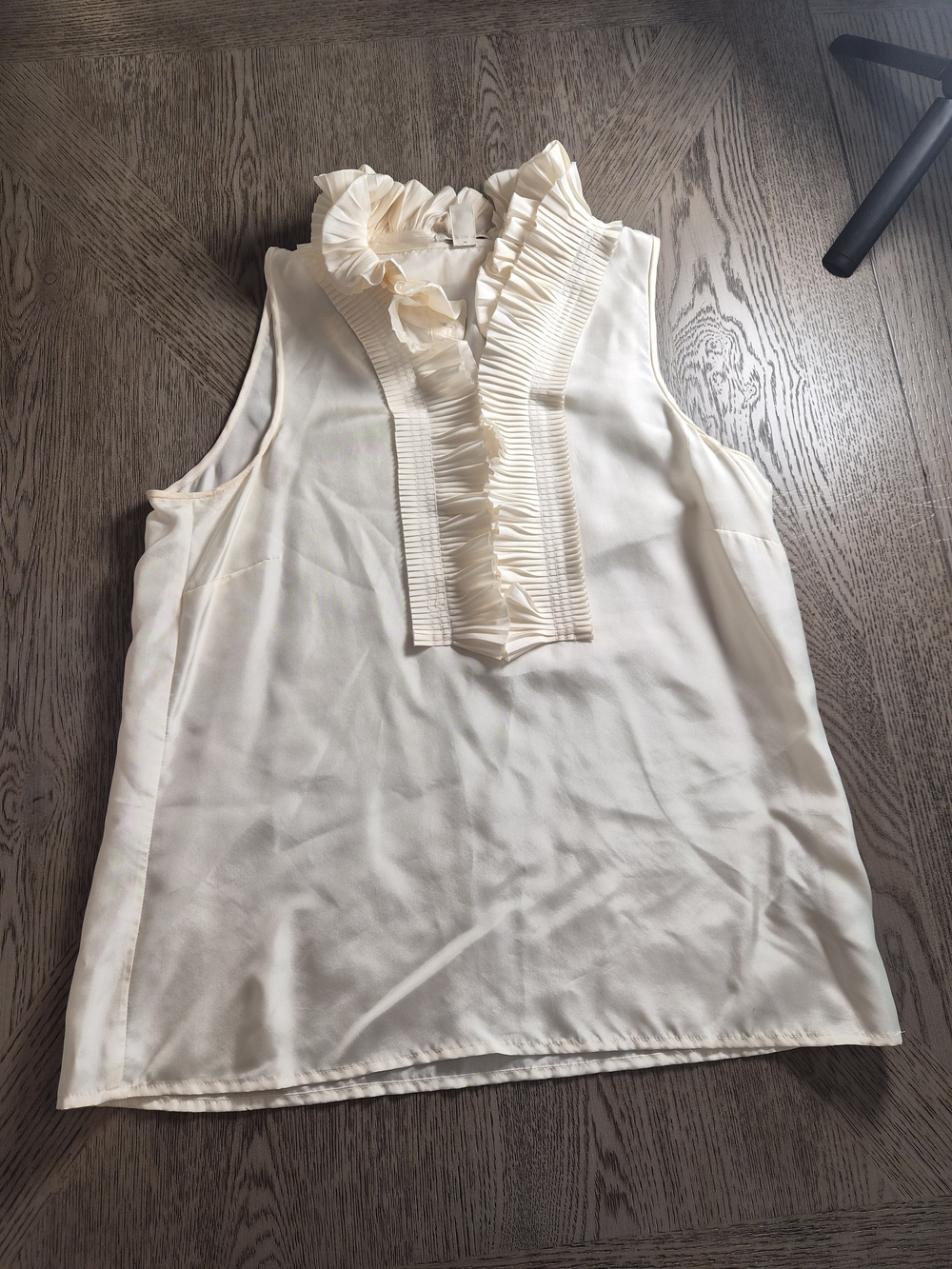 J. Crew Cream Ruffle-Front Sleeveless Tank
